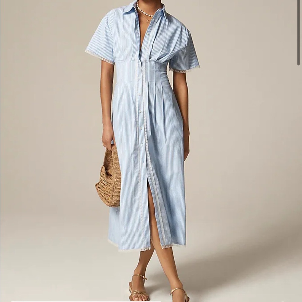J. Crew Blue Striped Midi Dress